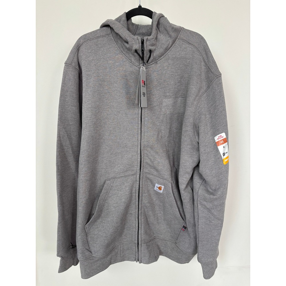 Carhartt Force FR Flame Resistant Full Zip Hoodie Grey XL Loose Fit TS4982-FRM